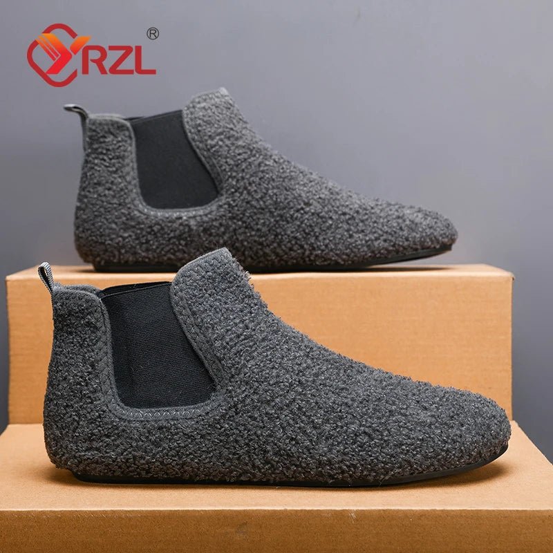 SaneShoppe - YRZL Winter Warm Cotton Shoes Men Indoor Home Slipper Thin Bottom Plush Cotton Man Casual Shoes Soft Sole Anti - slip Slippers Man