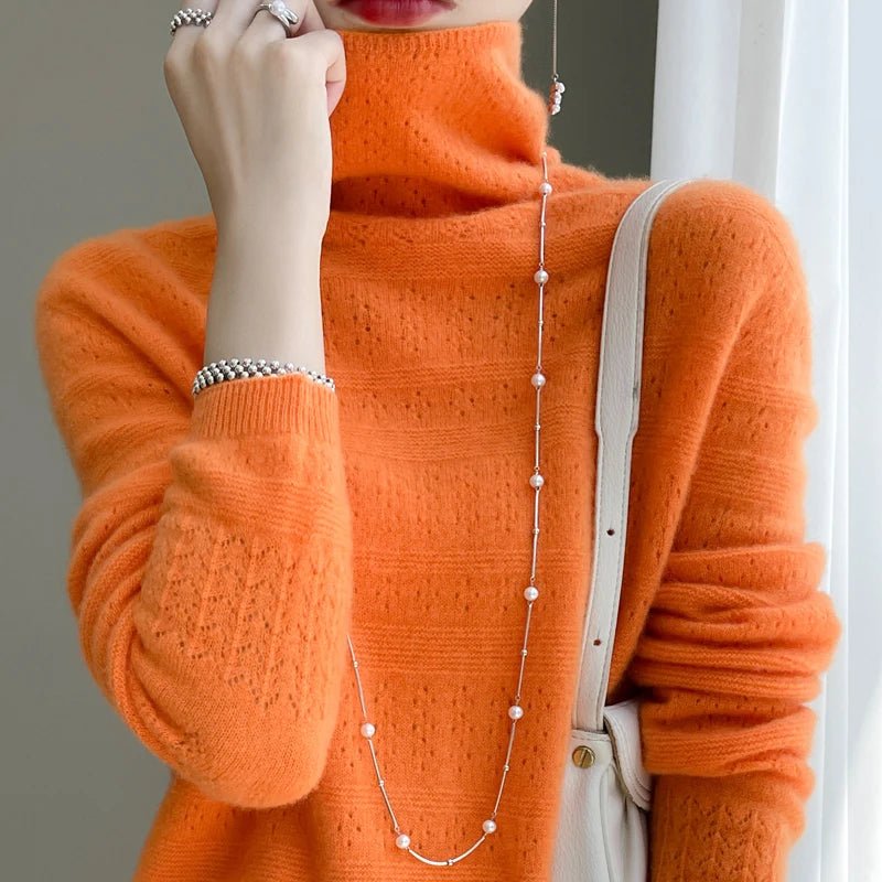 SaneShoppe - YSC2024 New Women's Classic Australian Pure Wool Seamless Collar Pullover Long Sleeve Casual High Quality Basic Knitted Sweater