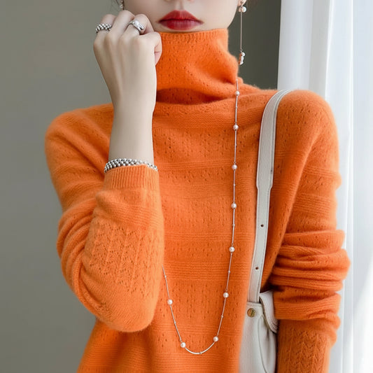 SaneShoppe - YSC2024 New Women's Classic Australian Pure Wool Seamless Collar Pullover Long Sleeve Casual High Quality Basic Knitted Sweater