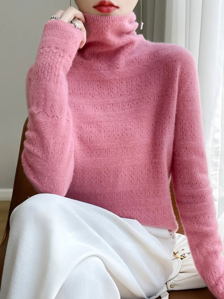 SaneShoppe - YSC2024 New Women's Classic Australian Pure Wool Seamless Collar Pullover Long Sleeve Casual High Quality Basic Knitted Sweater