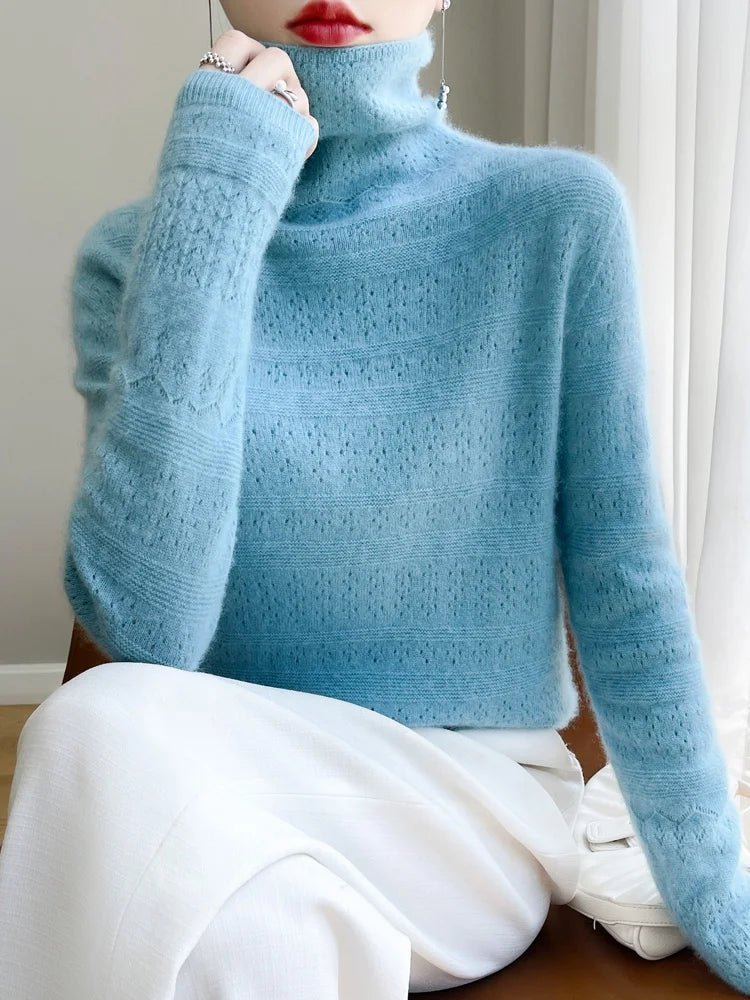 SaneShoppe - YSC2024 New Women's Classic Australian Pure Wool Seamless Collar Pullover Long Sleeve Casual High Quality Basic Knitted Sweater