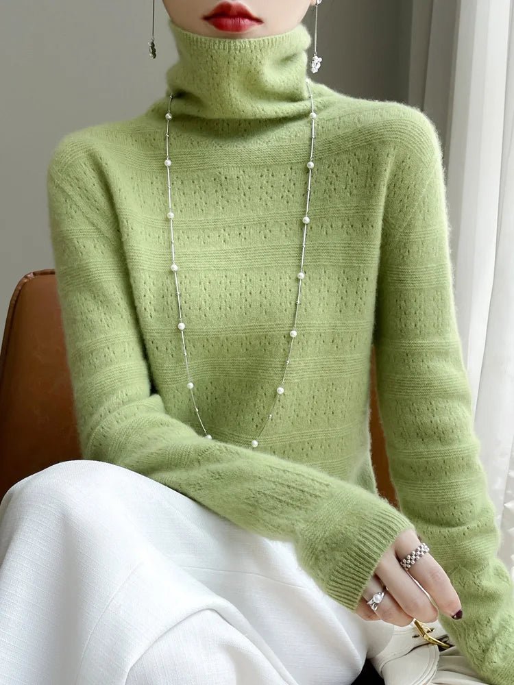 SaneShoppe - YSC2024 New Women's Classic Australian Pure Wool Seamless Collar Pullover Long Sleeve Casual High Quality Basic Knitted Sweater