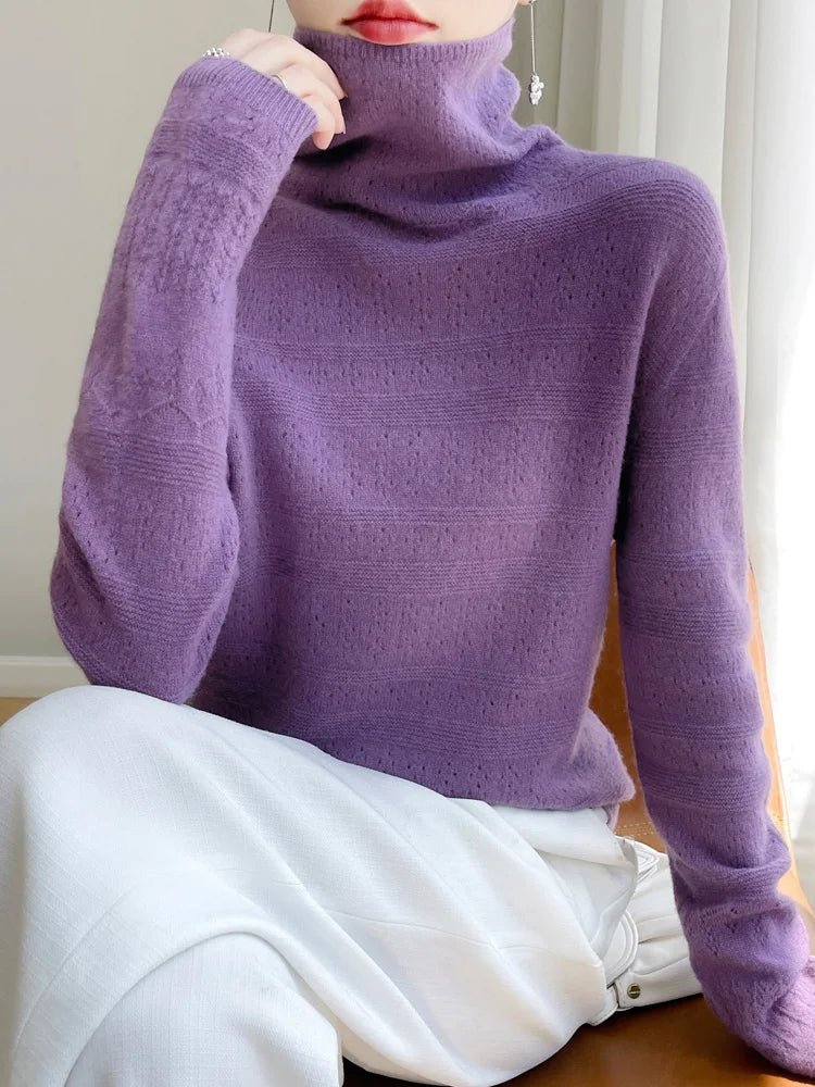 SaneShoppe - YSC2024 New Women's Classic Australian Pure Wool Seamless Collar Pullover Long Sleeve Casual High Quality Basic Knitted Sweater