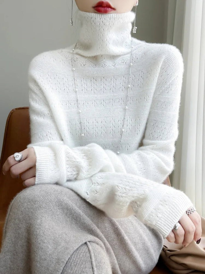 SaneShoppe - YSC2024 New Women's Classic Australian Pure Wool Seamless Collar Pullover Long Sleeve Casual High Quality Basic Knitted Sweater