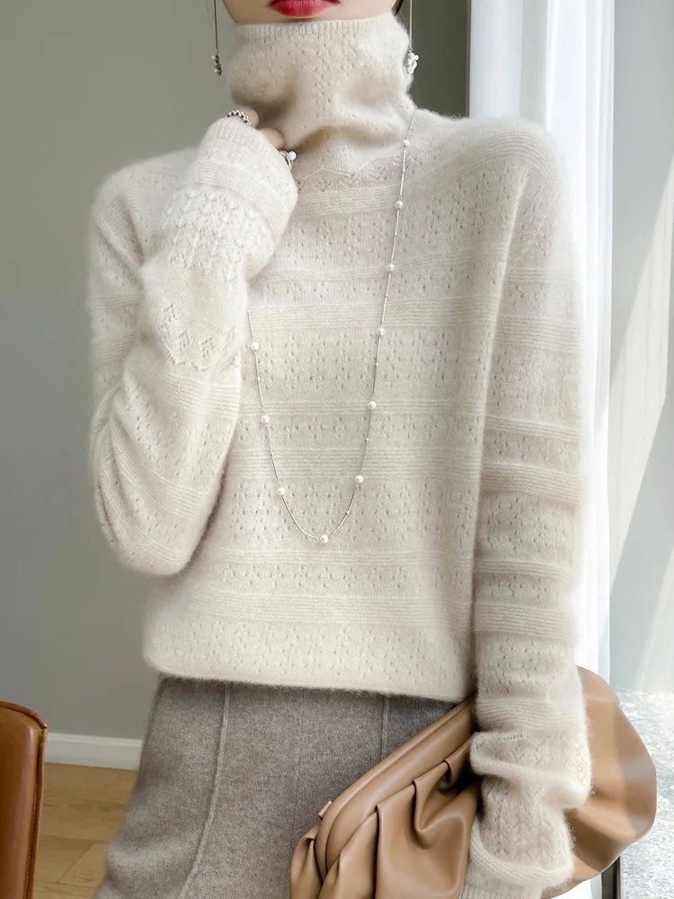 SaneShoppe - YSC2024 New Women's Classic Australian Pure Wool Seamless Collar Pullover Long Sleeve Casual High Quality Basic Knitted Sweater