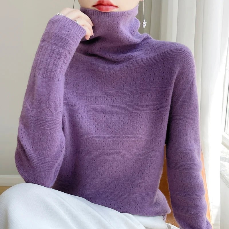 SaneShoppe - YSC2024 New Women's Classic Australian Pure Wool Seamless Collar Pullover Long Sleeve Casual High Quality Basic Knitted Sweater