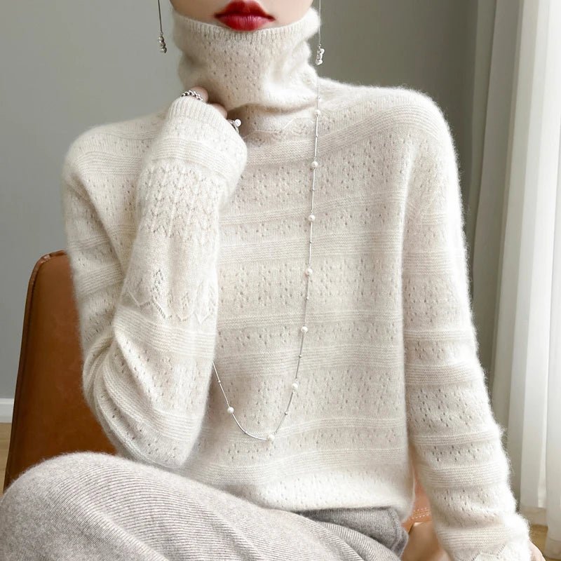 SaneShoppe - YSC2024 New Women's Classic Australian Pure Wool Seamless Collar Pullover Long Sleeve Casual High Quality Basic Knitted Sweater