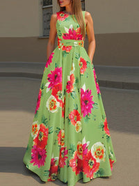 SaneShoppe - ZANZEA Women Floral Printed Bohemian Sundress 2026 Summer Tank Dress Fashion Sleeveless Waisted Robe Casual Party Maxi Dresses