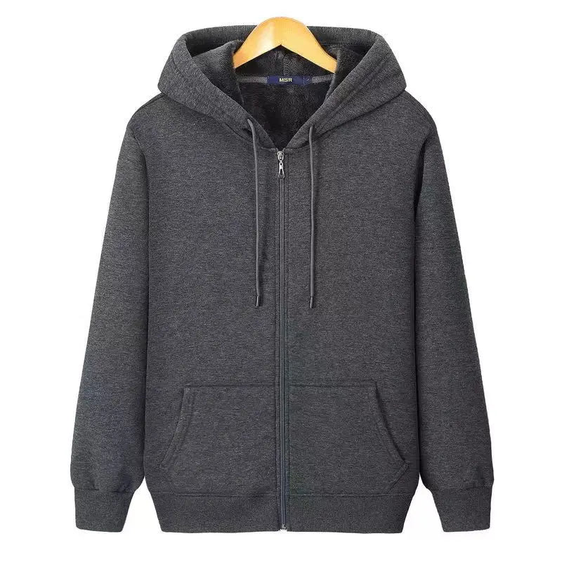SaneShoppe - Zip Hooded men & Women Sweatshirt Navy Blue Wear Loose Autumn Solid Color Hoodie ﻿