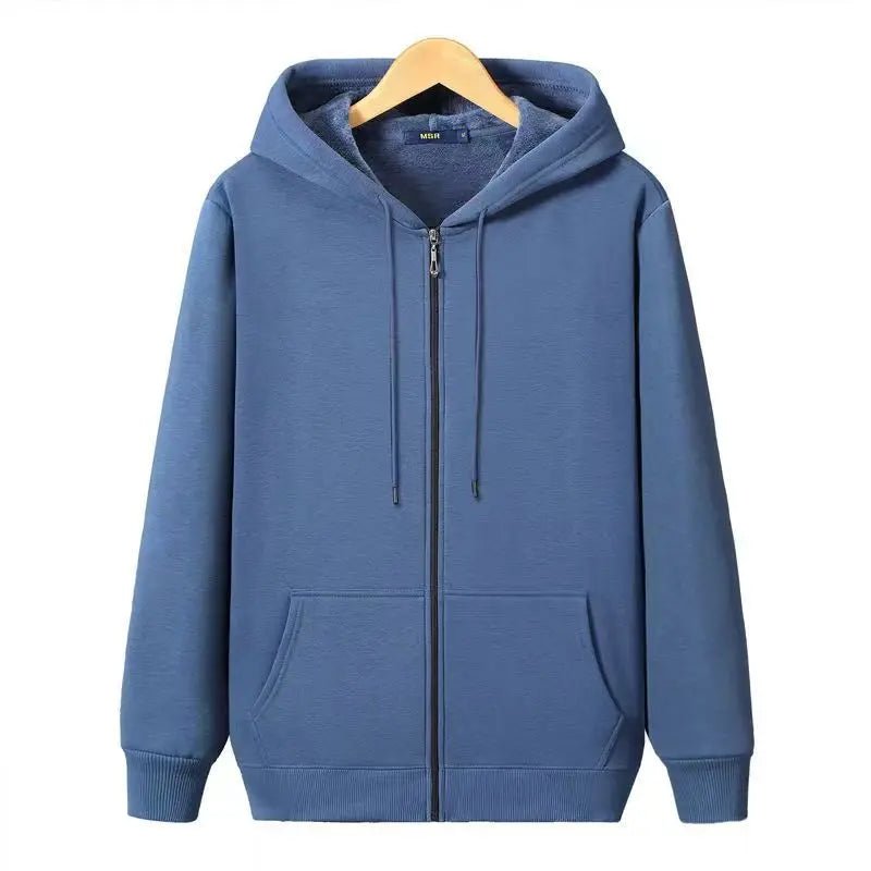 SaneShoppe - Zip Hooded men & Women Sweatshirt Navy Blue Wear Loose Autumn Solid Color Hoodie ﻿