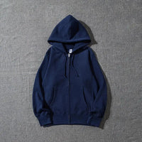 SaneShoppe - Zip Hooded men & Women Sweatshirt Navy Blue Wear Loose Autumn Solid Color Hoodie ﻿