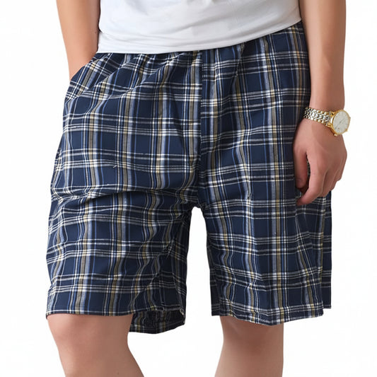 SaneShoppe - 100% Cotton Men's Plaid Boxer Shorts - Comfortable, Loose Fit Sleepwear.