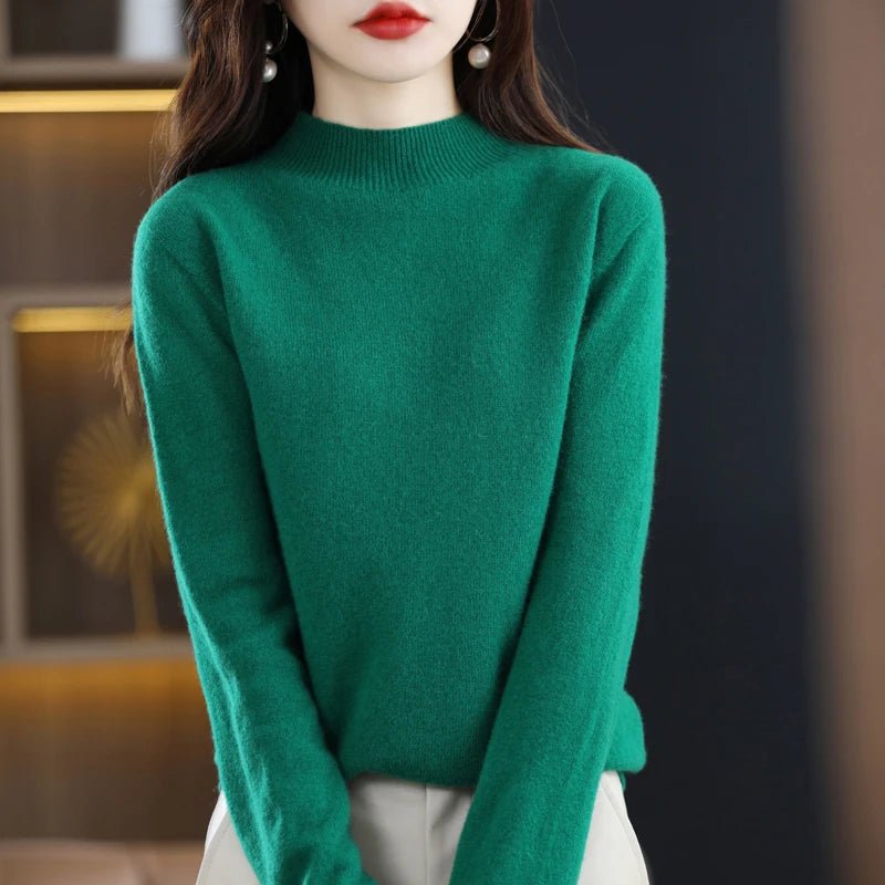 SaneShoppe 100% Pure Wool Half - neck Pullover In Autumn And Winter New Cashmere Sweater Women's Casual Knit Top Women's Coat 19 Colors