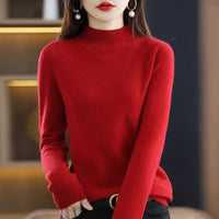 SaneShoppe - 100% Pure Wool Half - neck Pullover In Autumn And Winter New Cashmere Sweater Women's Casual Knit Top Women's Coat 19 Colors
