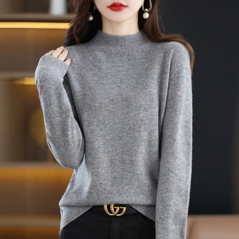 SaneShoppe - 100% Pure Wool Half - neck Pullover In Autumn And Winter New Cashmere Sweater Women's Casual Knit Top Women's Coat 19 Colors