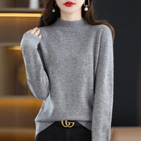 SaneShoppe - 100% Pure Wool Half - neck Pullover In Autumn And Winter New Cashmere Sweater Women's Casual Knit Top Women's Coat 19 Colors