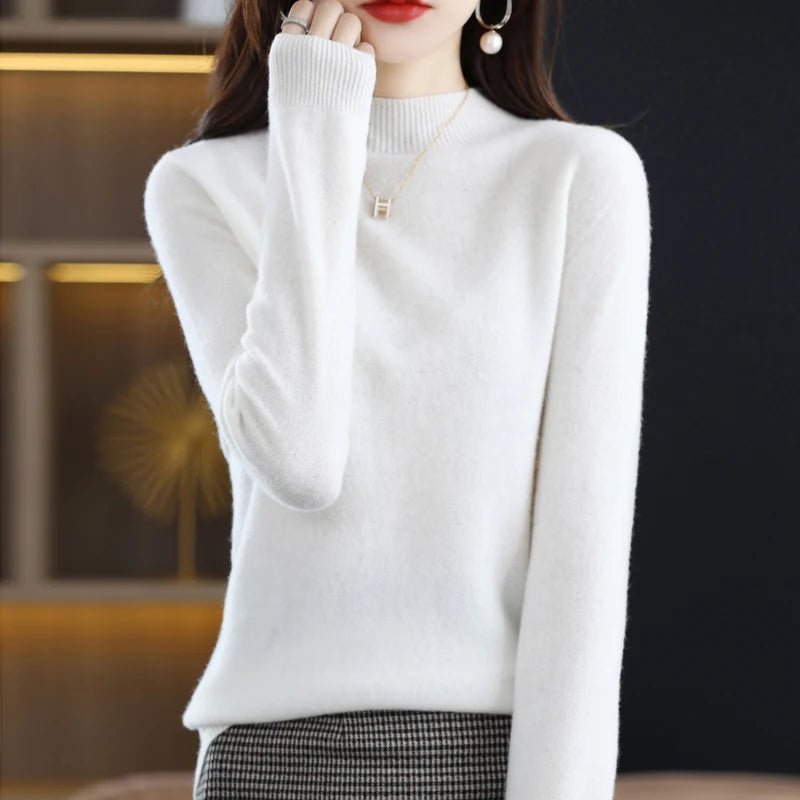 SaneShoppe - 100% Pure Wool Half - neck Pullover In Autumn And Winter New Cashmere Sweater Women's Casual Knit Top Women's Coat 19 Colors