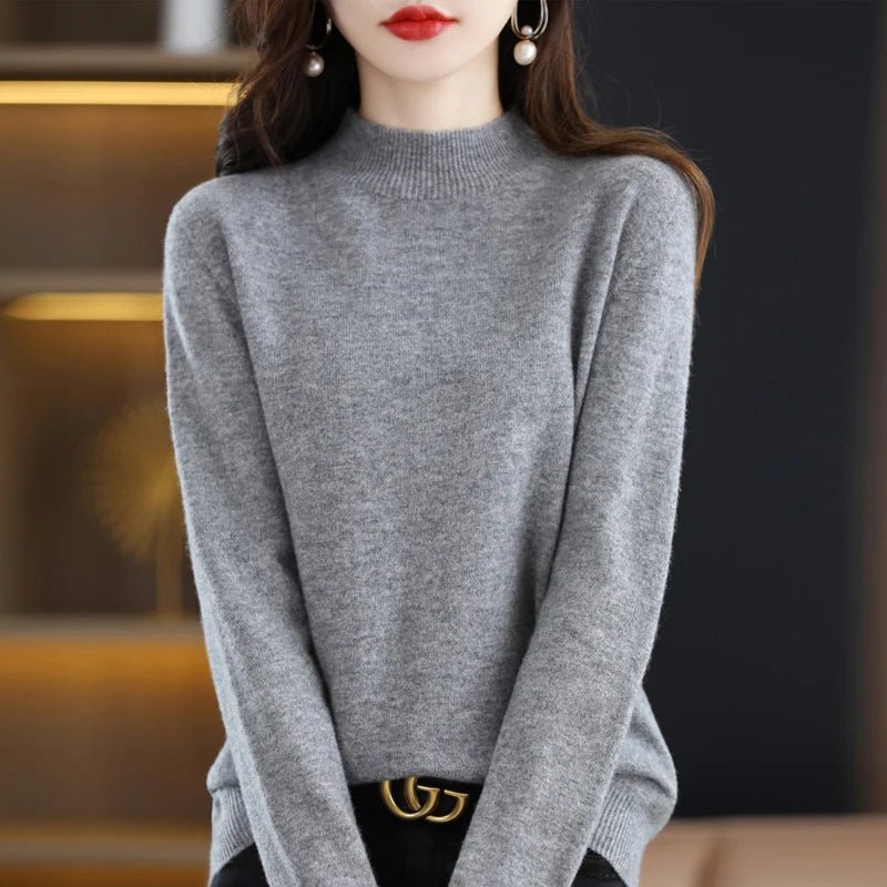 SaneShoppe 100% Pure Wool Half - neck Pullover In Autumn And Winter New Cashmere Sweater Women's Casual Knit Top Women's Coat 19 Colors
