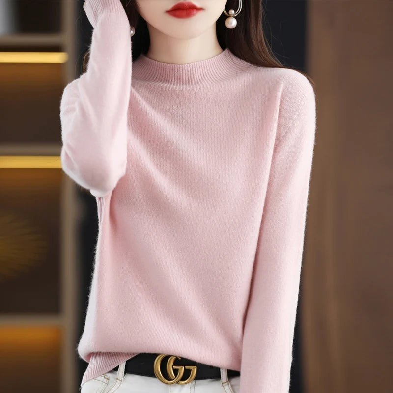 SaneShoppe - 100% Pure Wool Half - neck Pullover In Autumn And Winter New Cashmere Sweater Women's Casual Knit Top Women's Coat 19 Colors