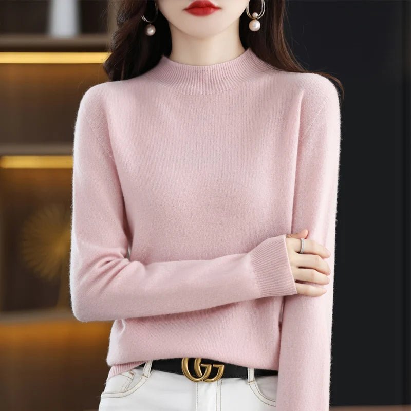 SaneShoppe - 100% Pure Wool Half - neck Pullover In Autumn And Winter New Cashmere Sweater Women's Casual Knit Top Women's Coat 19 Colors