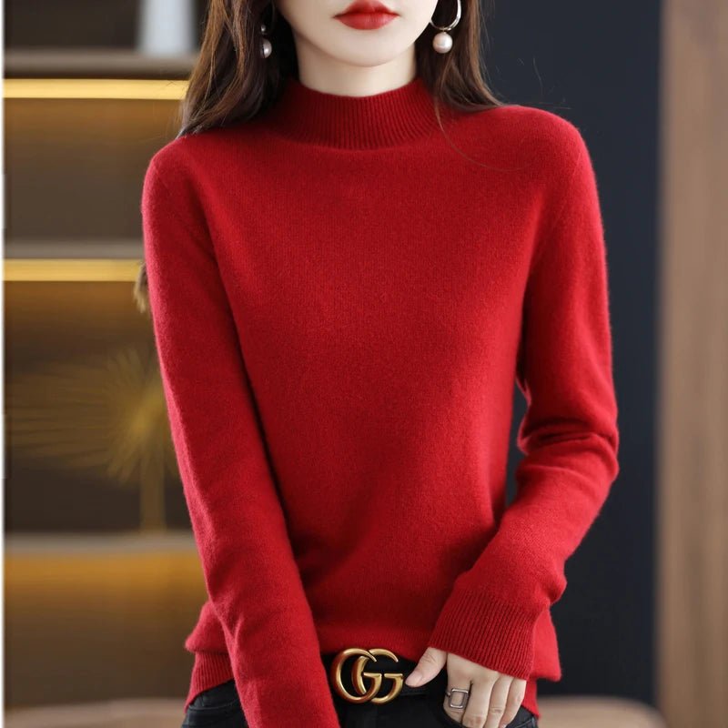 SaneShoppe - 100% Pure Wool Half - neck Pullover In Autumn And Winter New Cashmere Sweater Women's Casual Knit Top Women's Coat 19 Colors