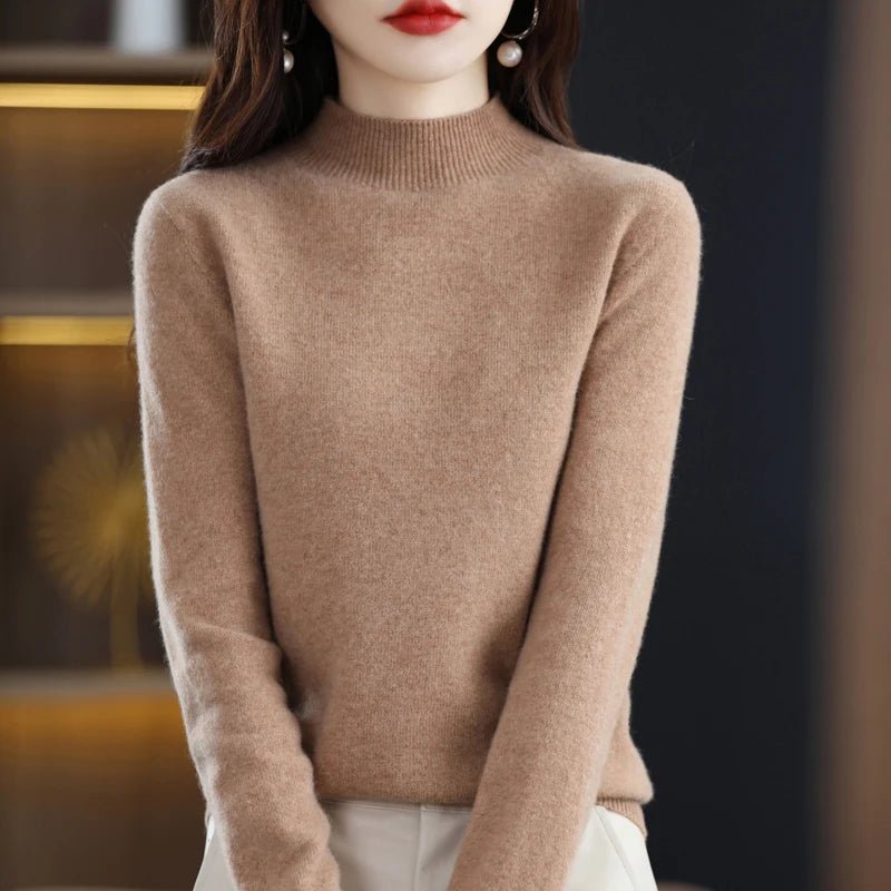 SaneShoppe 100% Pure Wool Half - neck Pullover In Autumn And Winter New Cashmere Sweater Women's Casual Knit Top Women's Coat 19 Colors