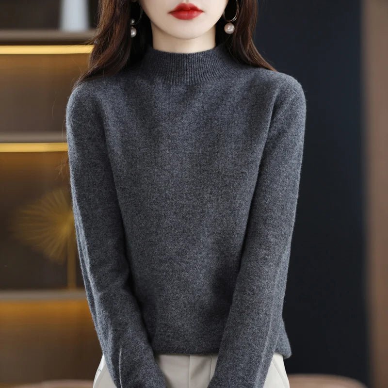 SaneShoppe - 100% Pure Wool Half - neck Pullover In Autumn And Winter New Cashmere Sweater Women's Casual Knit Top Women's Coat 19 Colors