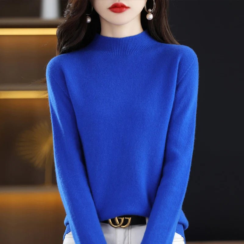 SaneShoppe 100% Pure Wool Half - neck Pullover In Autumn And Winter New Cashmere Sweater Women's Casual Knit Top Women's Coat 19 Colors 100% Pure Wool Half - neck Pullover In Autumn And Winter New Cashmere Sweater Women's Casual Knit Top Women's Coat 19 Colors