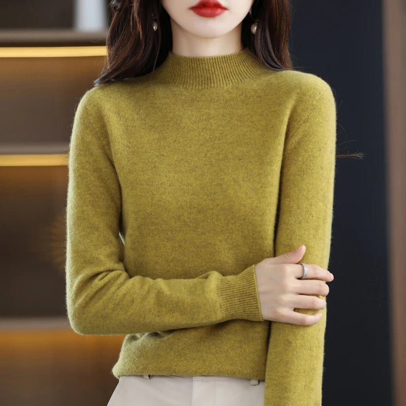 SaneShoppe - 100% Pure Wool Half - neck Pullover In Autumn And Winter New Cashmere Sweater Women's Casual Knit Top Women's Coat 19 Colors