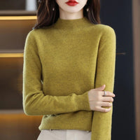 SaneShoppe - 100% Pure Wool Half - neck Pullover In Autumn And Winter New Cashmere Sweater Women's Casual Knit Top Women's Coat 19 Colors