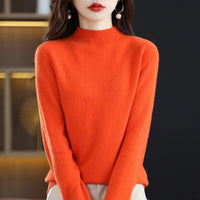 SaneShoppe 100% Pure Wool Half - neck Pullover In Autumn And Winter New Cashmere Sweater Women's Casual Knit Top Women's Coat 19 Colors