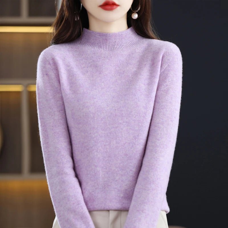 SaneShoppe - 100% Pure Wool Half - neck Pullover In Autumn And Winter New Cashmere Sweater Women's Casual Knit Top Women's Coat 19 Colors