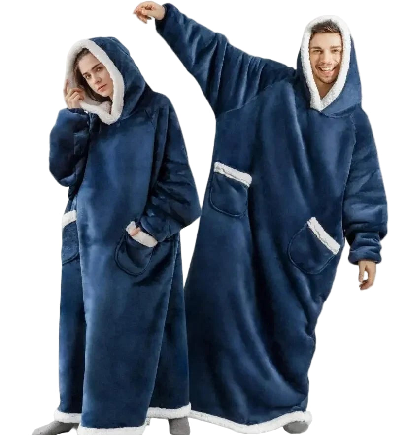 SaneShoppe - 150cm Super Long Flannel Blanket Nightgown Hoodie Sweatshirt