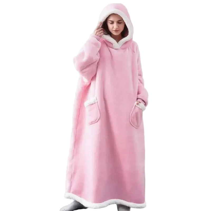 SaneShoppe - 150cm Super Long Flannel Blanket Nightgown Hoodie Sweatshirt