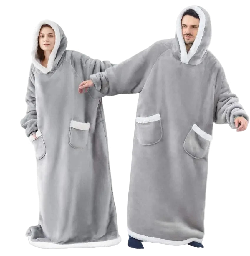 SaneShoppe - 150cm Super Long Flannel Blanket Nightgown Hoodie Sweatshirt