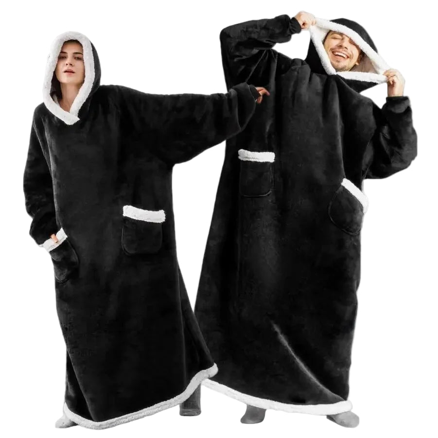 SaneShoppe - 150cm Super Long Flannel Blanket Nightgown Hoodie Sweatshirt