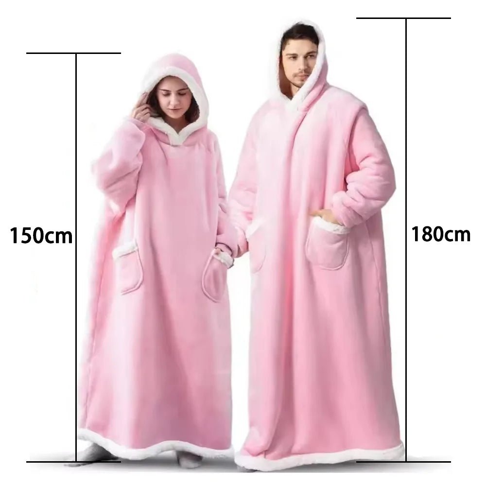 SaneShoppe 150cm Super Long Flannel Blanket Nightgown Hoodie Sweatshirt