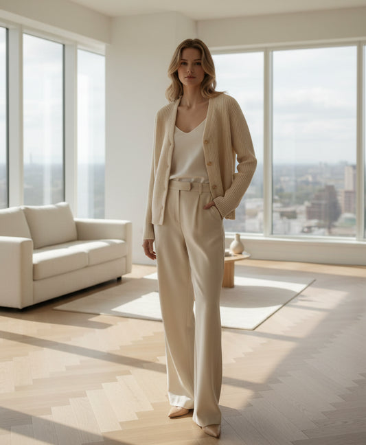 SaneShoppe - 2024 Crew neck 100 pure cashmere cardigan small fragrant coat women's spring and autumn loose wool knit sweater