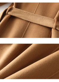 SaneShoppe - 2025 Autumn 100% Wool Coats With Belt Fashion Open Stitch Elegant Woolen Cashmere Coat Veste Femme Tops