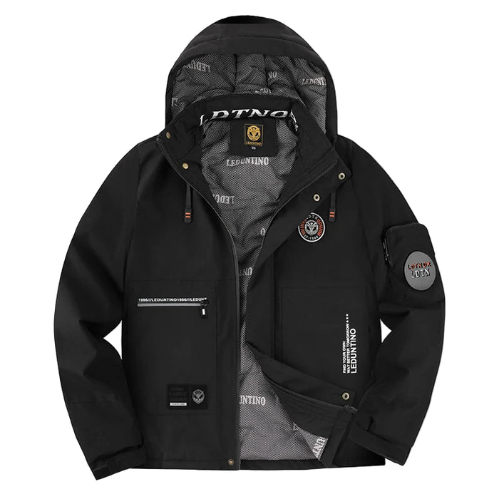 SaneShoppe-2025 Men's Hooded Aviator Winter Jacket - Waterproof and Windproof with Multiple Pockets