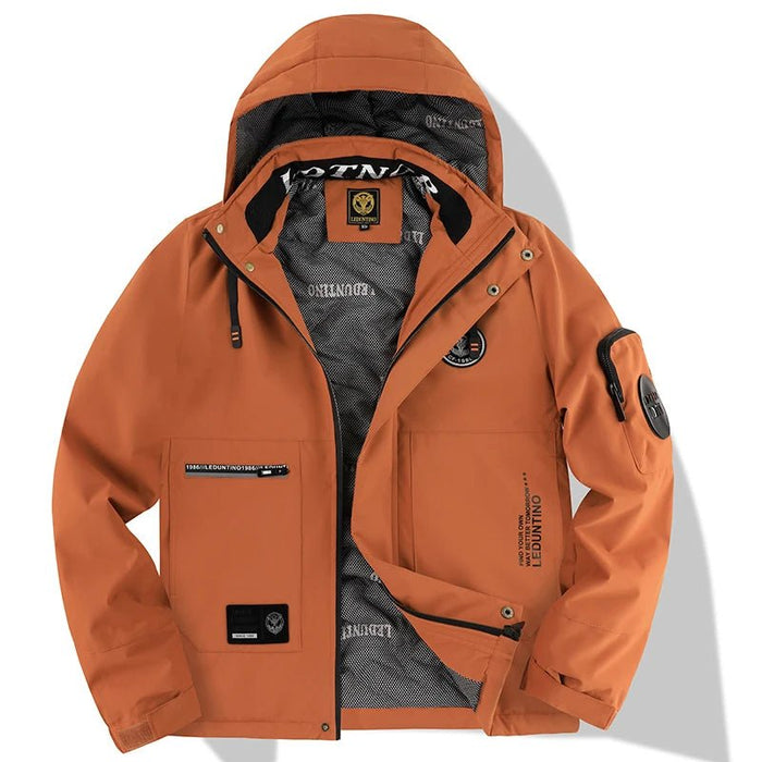 SaneShoppe-2025 Men's Hooded Aviator Winter Jacket - Waterproof and Windproof with Multiple Pockets