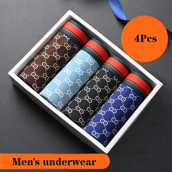 SaneShoppe - 4Pcs Men's Shorts Brand Underwear Sexy Boxer Breathable Funny Printed Underpants Panties