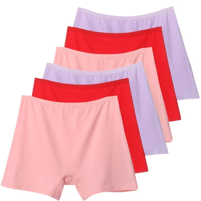 SaneShoppe - 6pcs Cotton Women's Plus Size High Waist Boxer Briefs Safety Panties