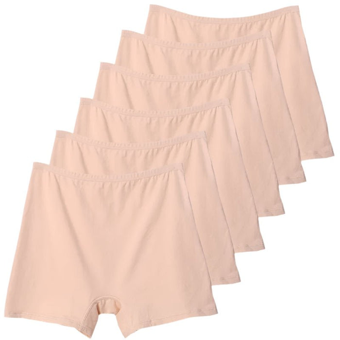 SaneShoppe - 6pcs Cotton Women's Plus Size High Waist Boxer Briefs Safety Panties
