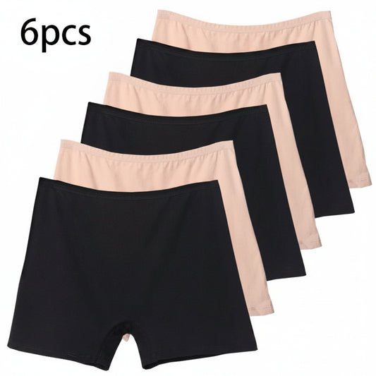 SaneShoppe - 6pcs Cotton Women's Plus Size High Waist Boxer Briefs Safety Panties