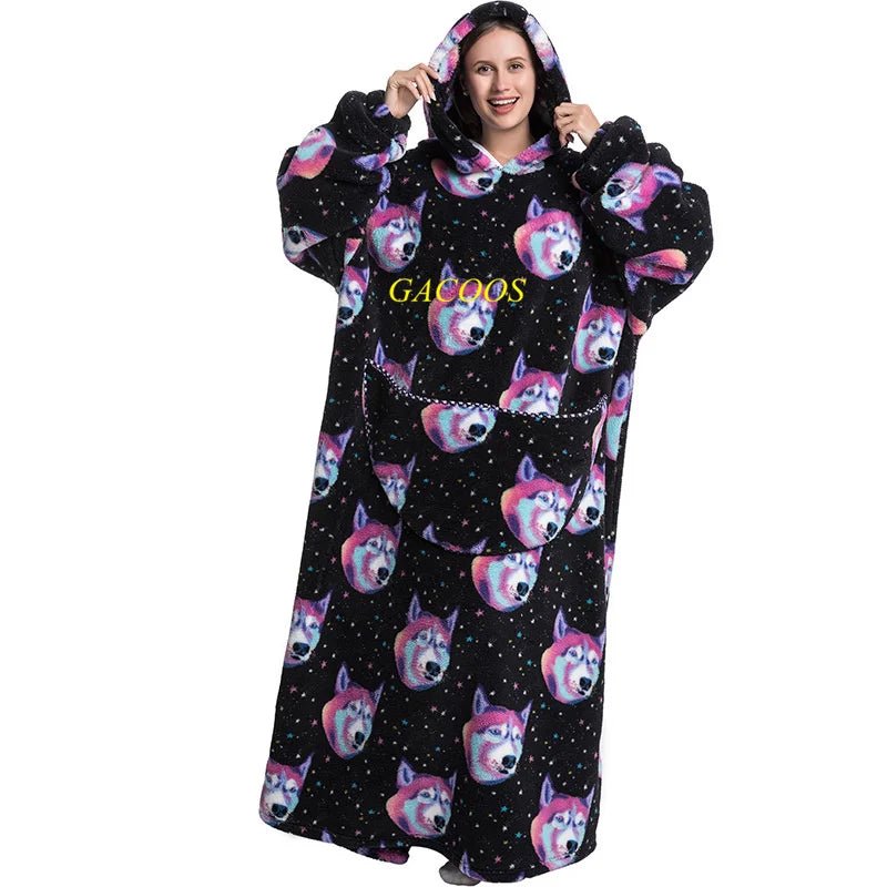 SaneShoppe - Cozy Oversized Hoodie Blanket with Sleeves - Stay Warm in Style!