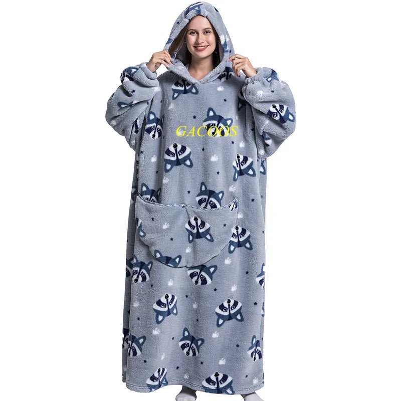 SaneShoppe - Cozy Oversized Hoodie Blanket with Sleeves - Stay Warm in Style!