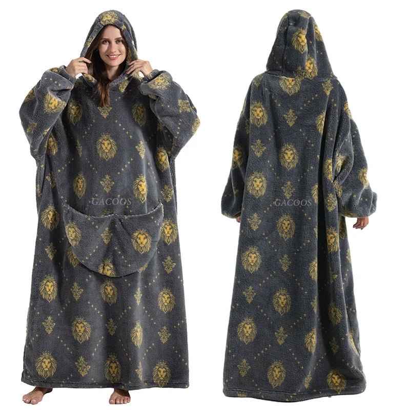GACOOSAdult Oversized Hoodies Women Blankets with Sleeves Super Warm Winter Plush Flannel Pajama Sweatshirt Men Women Wearable BlanketSaneShoppe