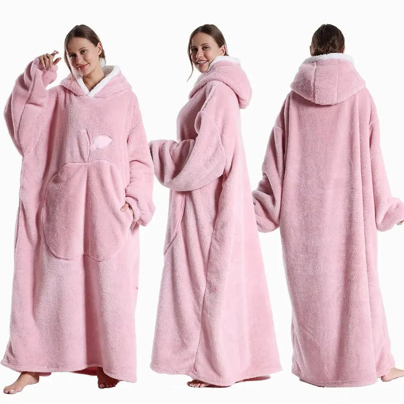 SaneShoppe Cozy Oversized Hoodie Blanket with Sleeves - Stay Warm in Style!