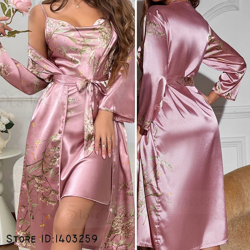 Dressing Gown14:771#Pink Robe Set;5:4181#S